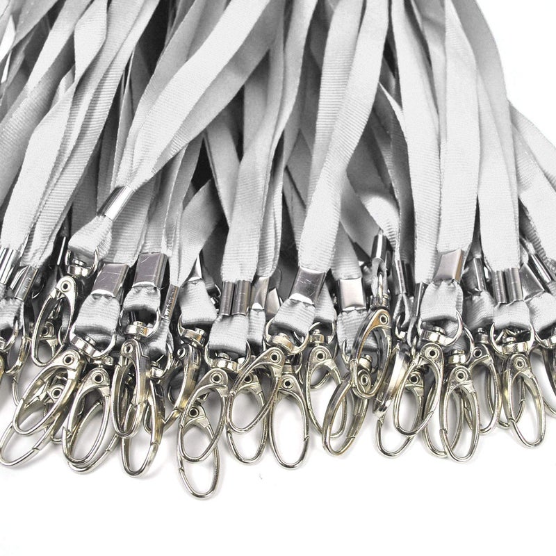 Ollain Gray Lanyards for Name Tag Id Badges Nylon Cruise Lanyard Swivel Hooks Clips 50 Pack - Image 4